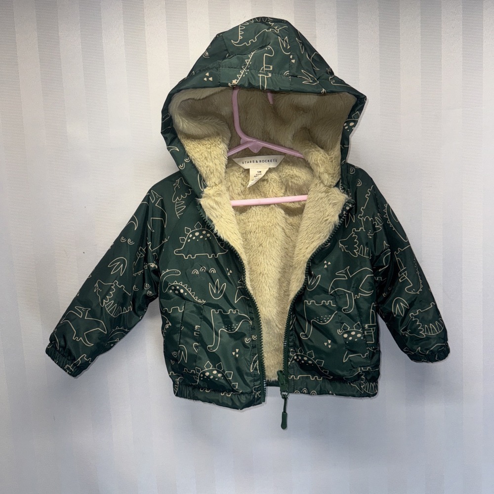stars &rockets kids Dinosaur print reversible jacket size 12 Months